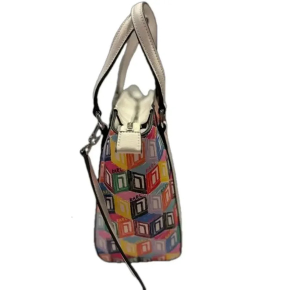 Karl Lagerfeld Paris Crossbody Bag Purse Monogram Cube Multi Color Rainbow NWT - Picture 3 of 12